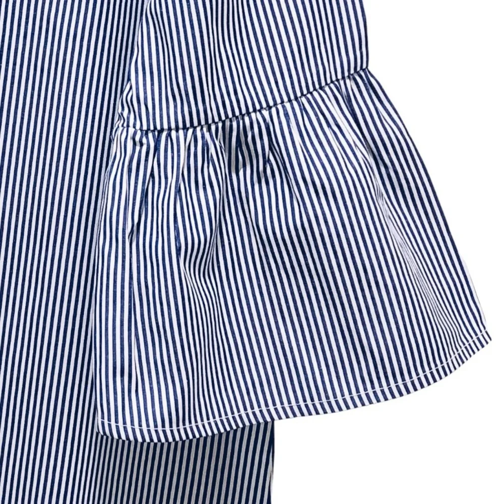 Monteau Blue Stripe Bell Sleeve Blouse
